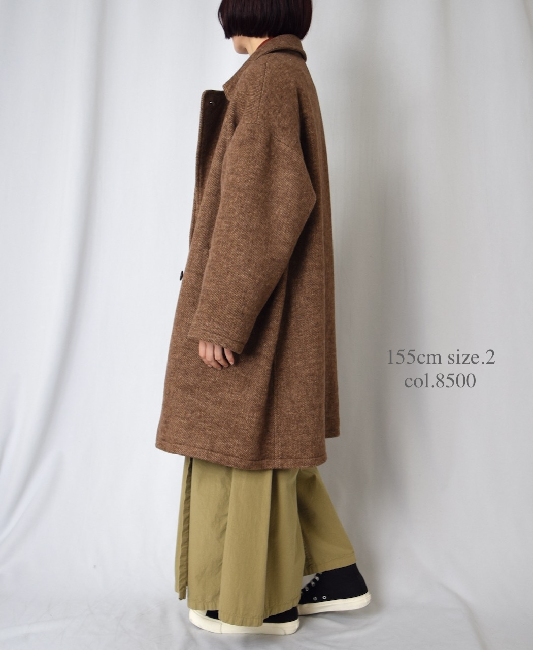 PNAM2551P(コート) WOOL PLAIN OVERSIZE MIDI PEA COAT WITH LINING