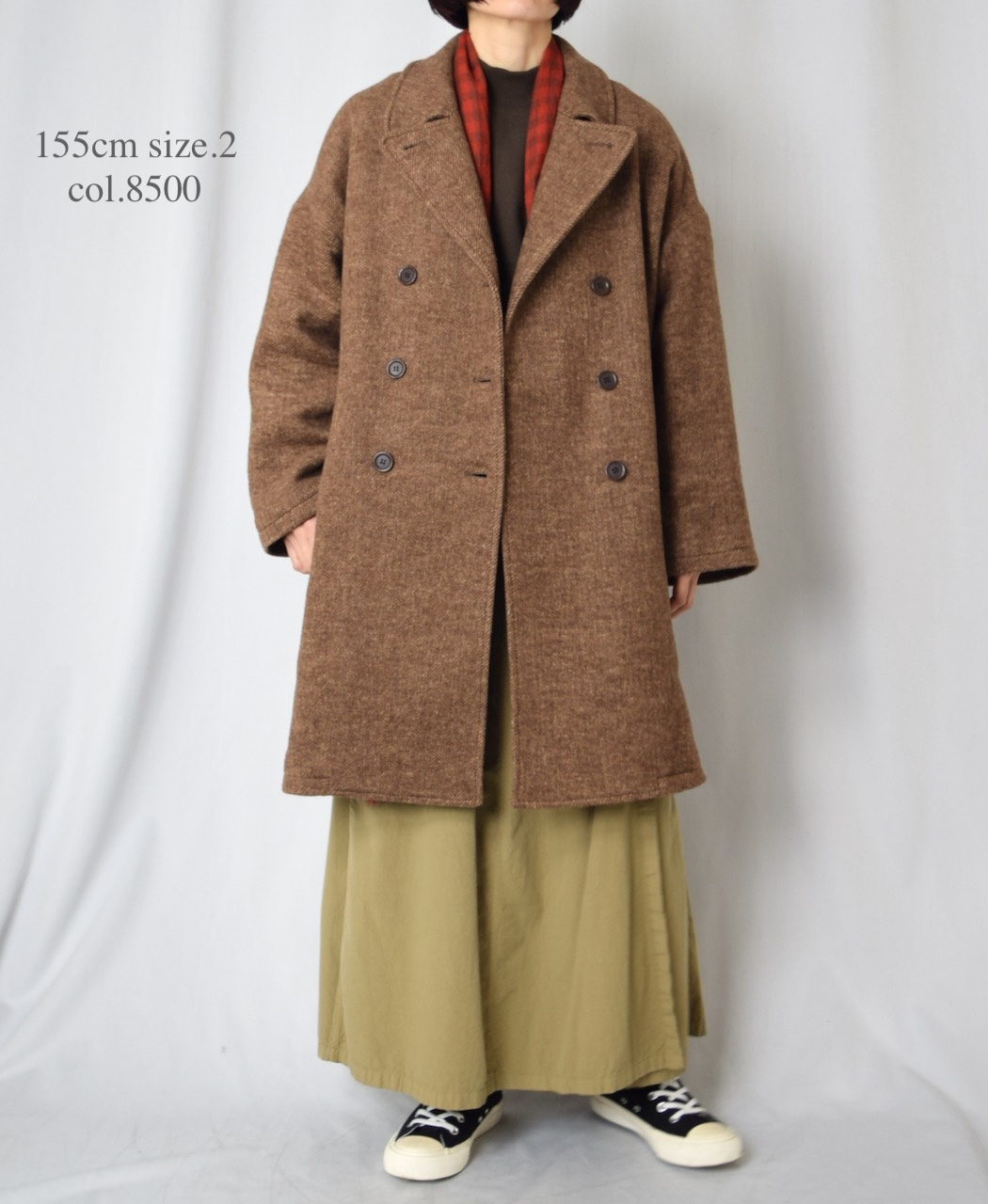PNAM2551P(コート) WOOL PLAIN OVERSIZE MIDI PEA COAT WITH LINING