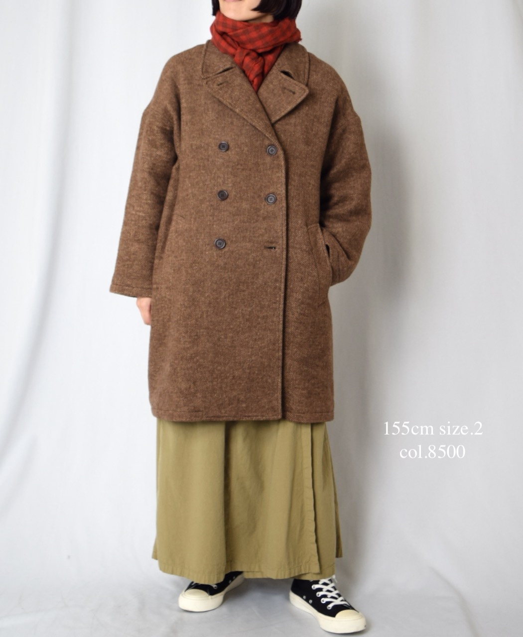 PNAM2551P(コート) WOOL PLAIN OVERSIZE MIDI PEA COAT WITH LINING