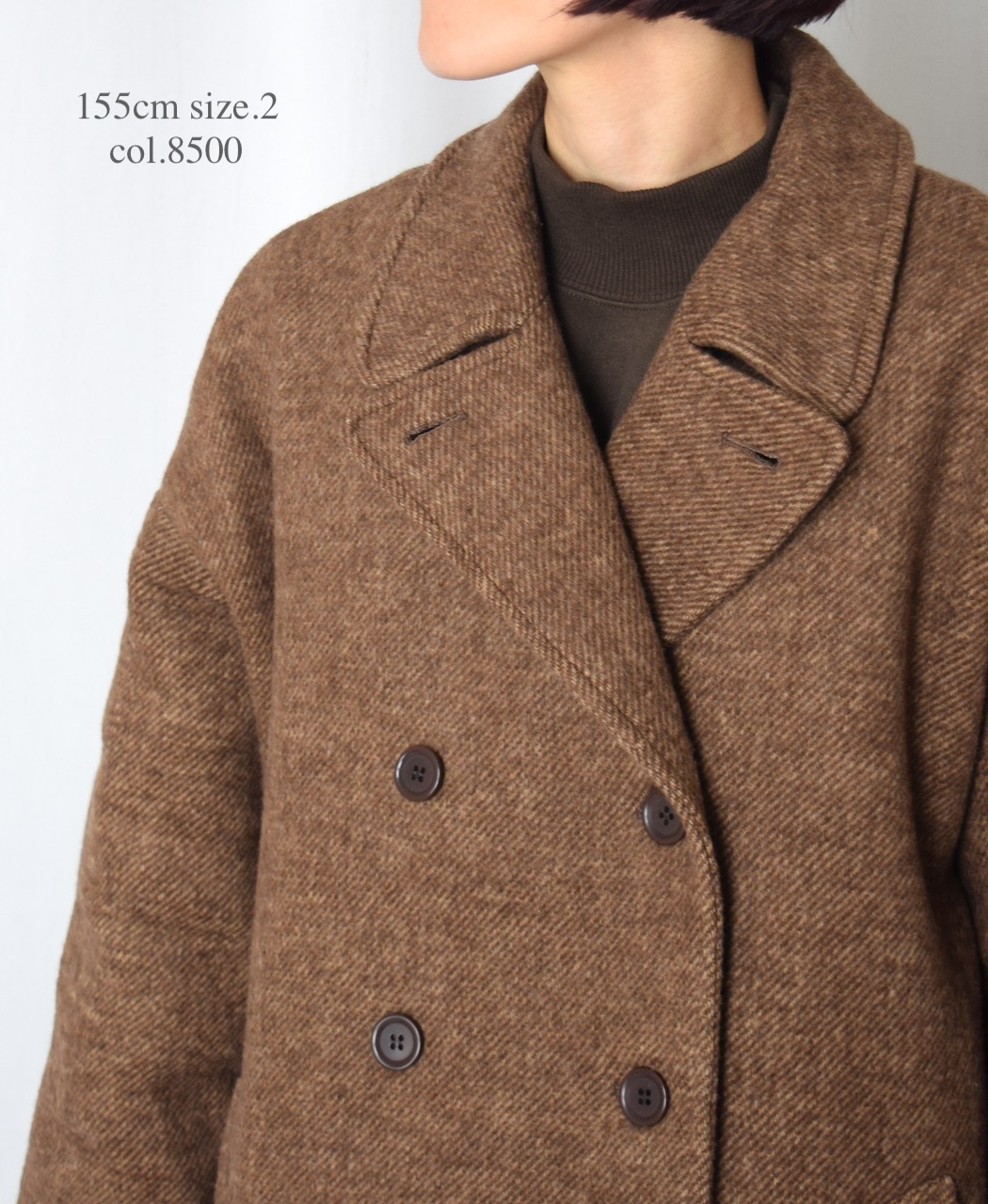 PNAM2551P(コート) WOOL PLAIN OVERSIZE MIDI PEA COAT WITH LINING
