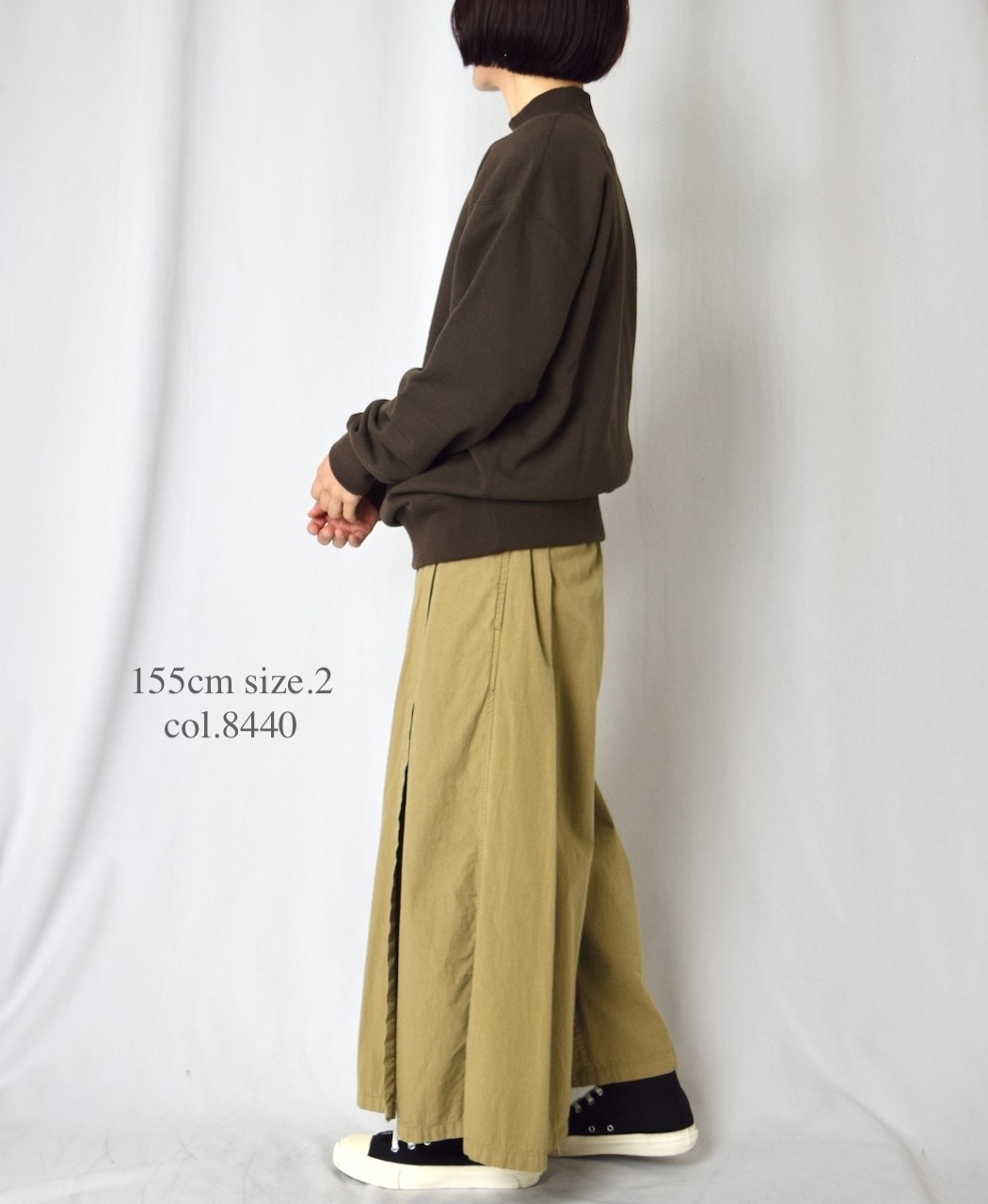 INAM2556PD(キュロット) 40s POPLIN OVER DYE WRAP CULOTTES WITH SEAM POCKET