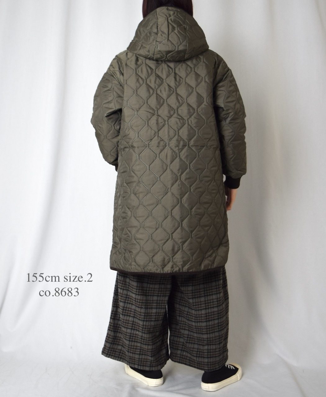NAM2562PP(コート) PLAIN POLYESTERxPLAIN POLYESTER HEAT QUILT OVERSIZED MID-LENGTH HOODED COAT WITH RIBBED CUFF