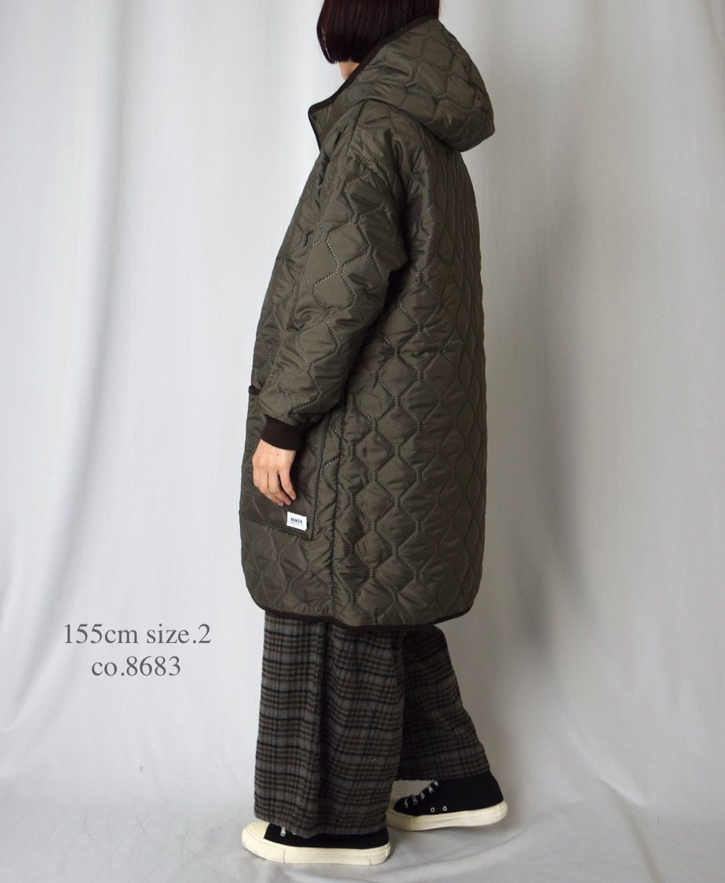 NAM2562PP(コート) PLAIN POLYESTERxPLAIN POLYESTER HEAT QUILT OVERSIZED MID-LENGTH HOODED COAT WITH RIBBED CUFF