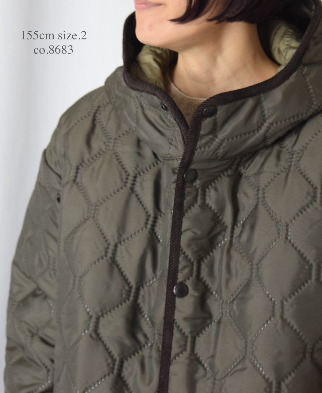 NAM2562PP(コート) PLAIN POLYESTERxPLAIN POLYESTER HEAT QUILT OVERSIZED MID-LENGTH HOODED COAT WITH RIBBED CUFF