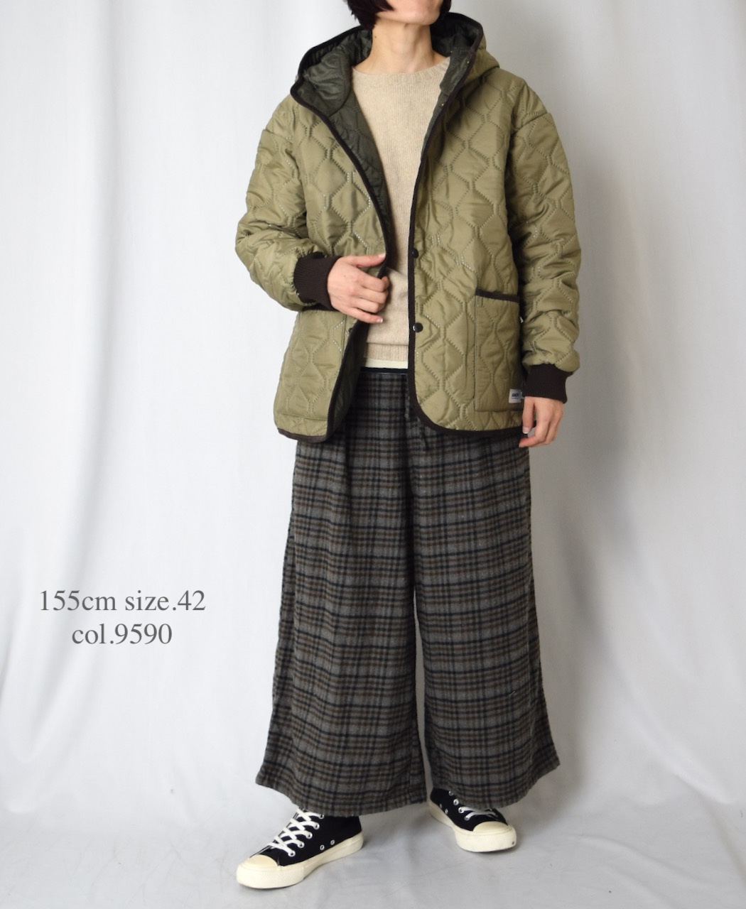 INHT2565CKD(パンツ) COTTON CHECK OVERDYE EASY PANTS