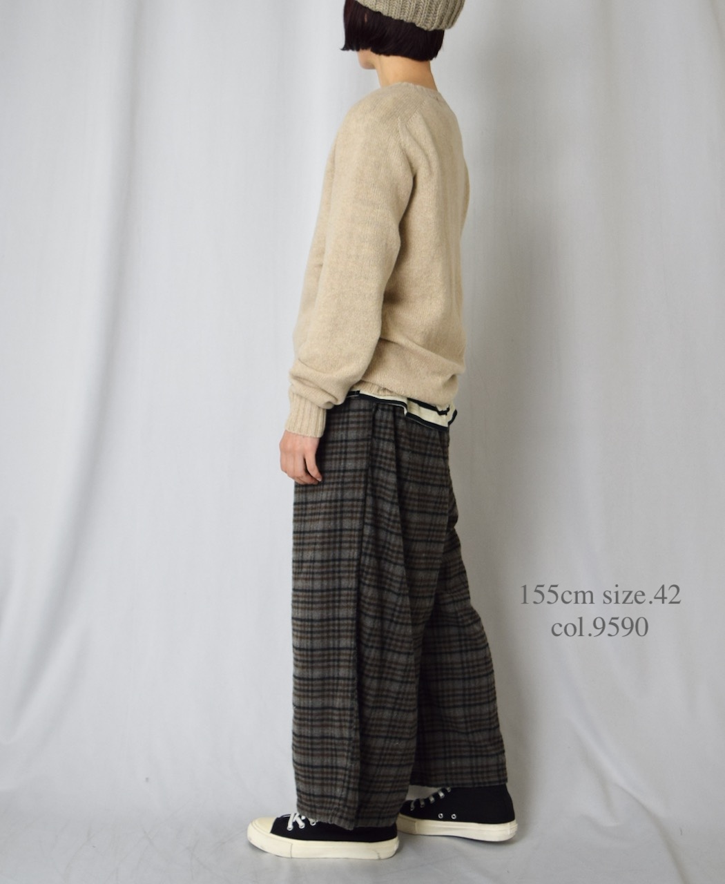 INHT2565CKD(パンツ) COTTON CHECK OVERDYE EASY PANTS