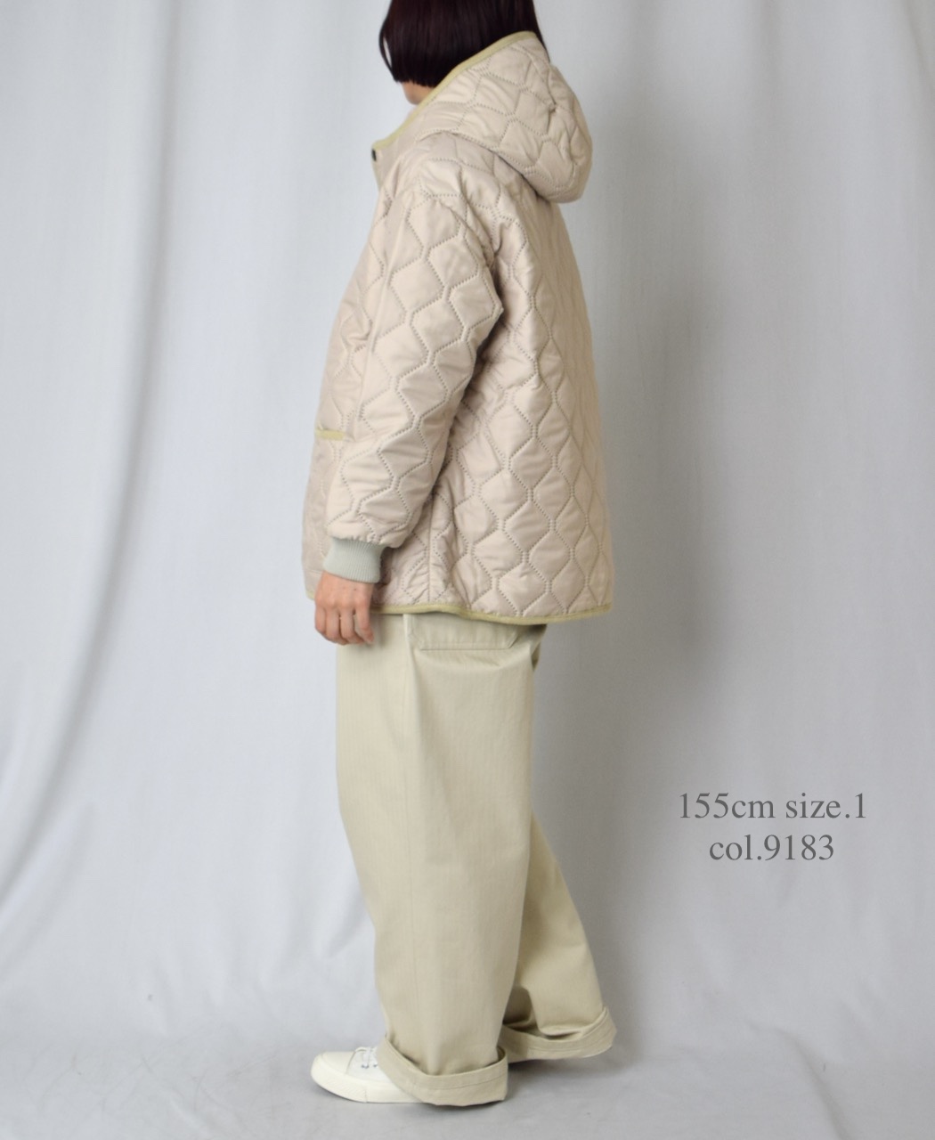 NAM2561PP(ジャケット) PLAIN POLYESTERxPLAIN POLYESTER HEAT QUILT OVERSIZED HOODED JACKET WITH RIBBED CUFF