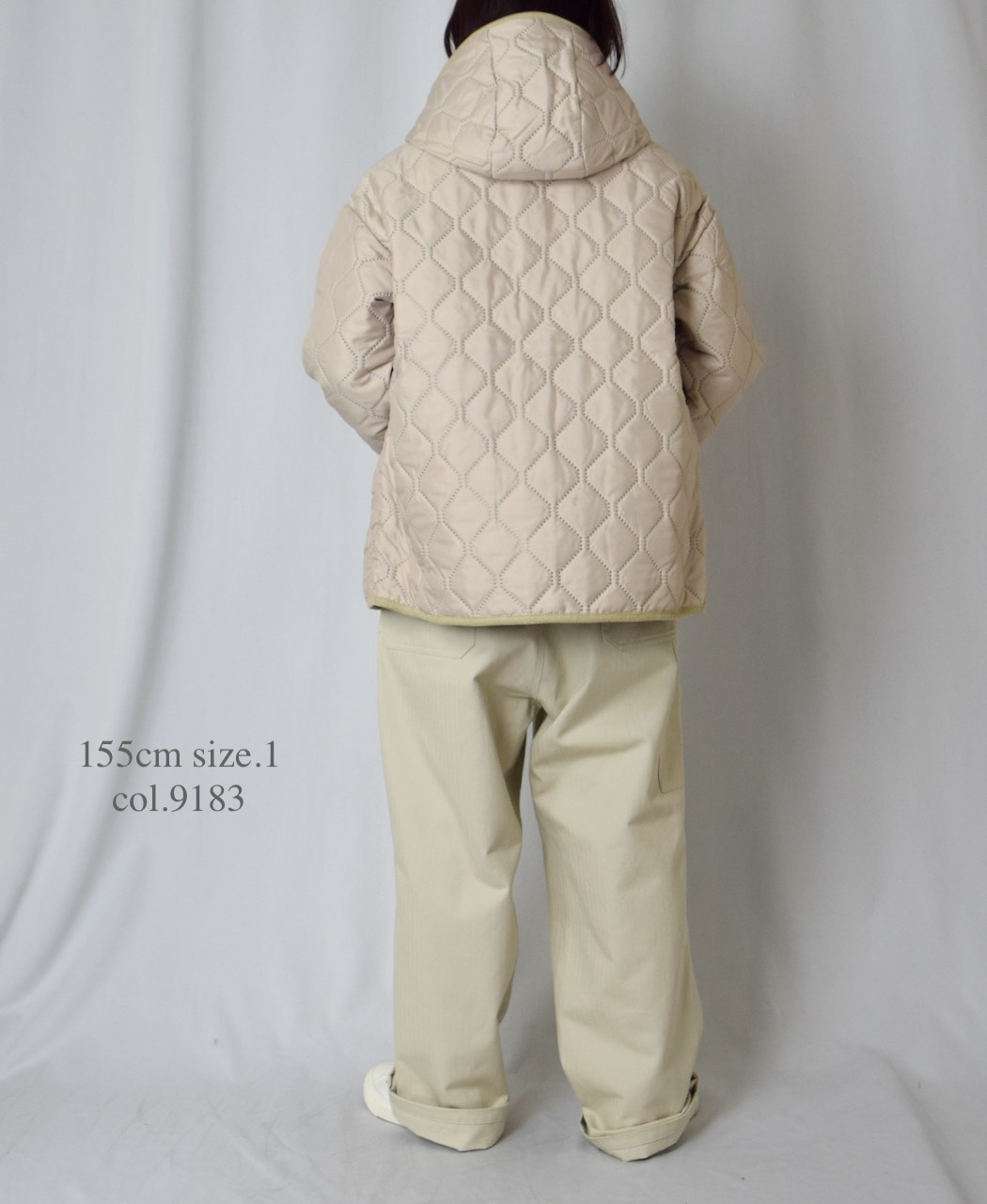 NAM2561PP(ジャケット) PLAIN POLYESTERxPLAIN POLYESTER HEAT QUILT OVERSIZED HOODED JACKET WITH RIBBED CUFF