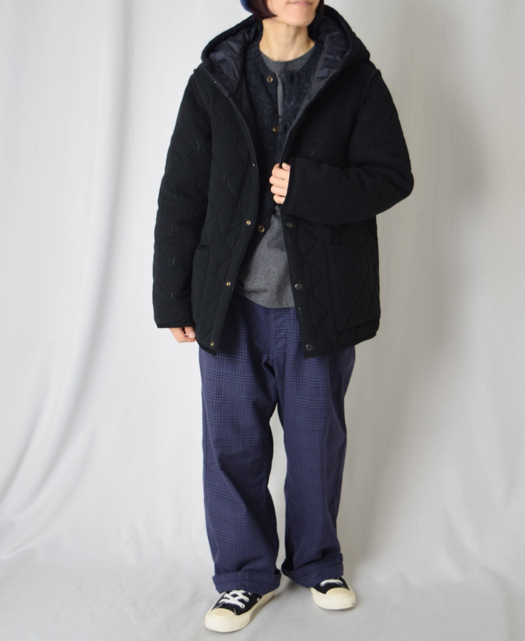 NAM2581C(パンツ) COTTON CHECK ONE-TUCK PANTS