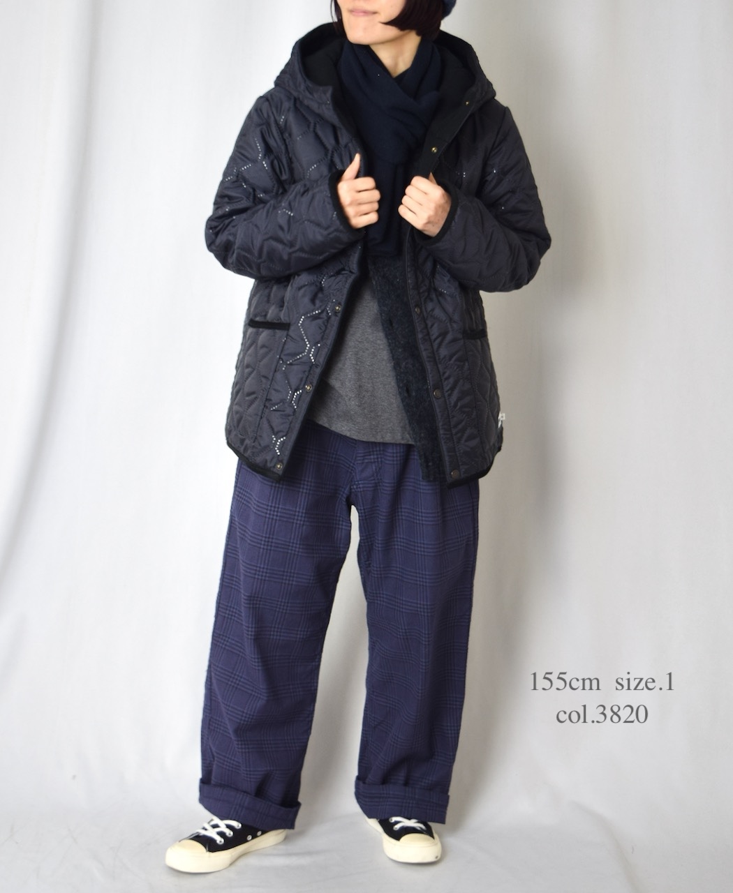 NAM2581C(パンツ) COTTON CHECK ONE-TUCK PANTS