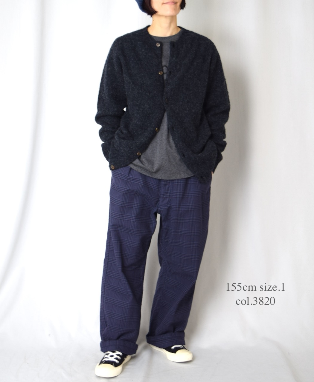 NAM2581C(パンツ) COTTON CHECK ONE-TUCK PANTS