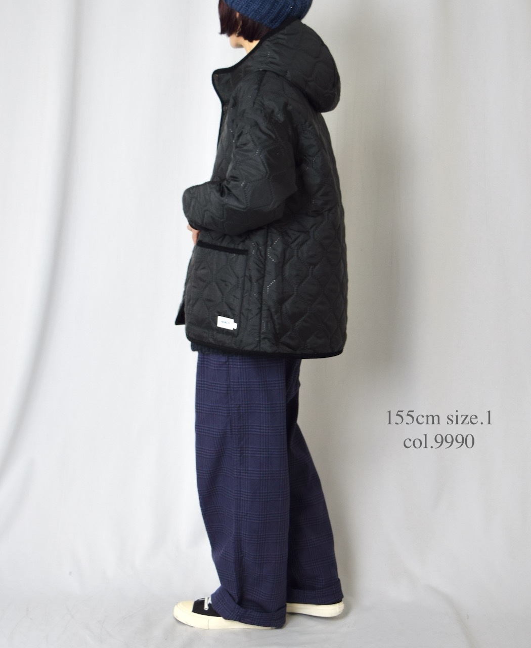 NAM2561PP(ジャケット) PLAIN POLYESTERxPLAIN POLYESTER HEAT QUILT OVERSIZED HOODED JACKET WITH RIBBED CUFF