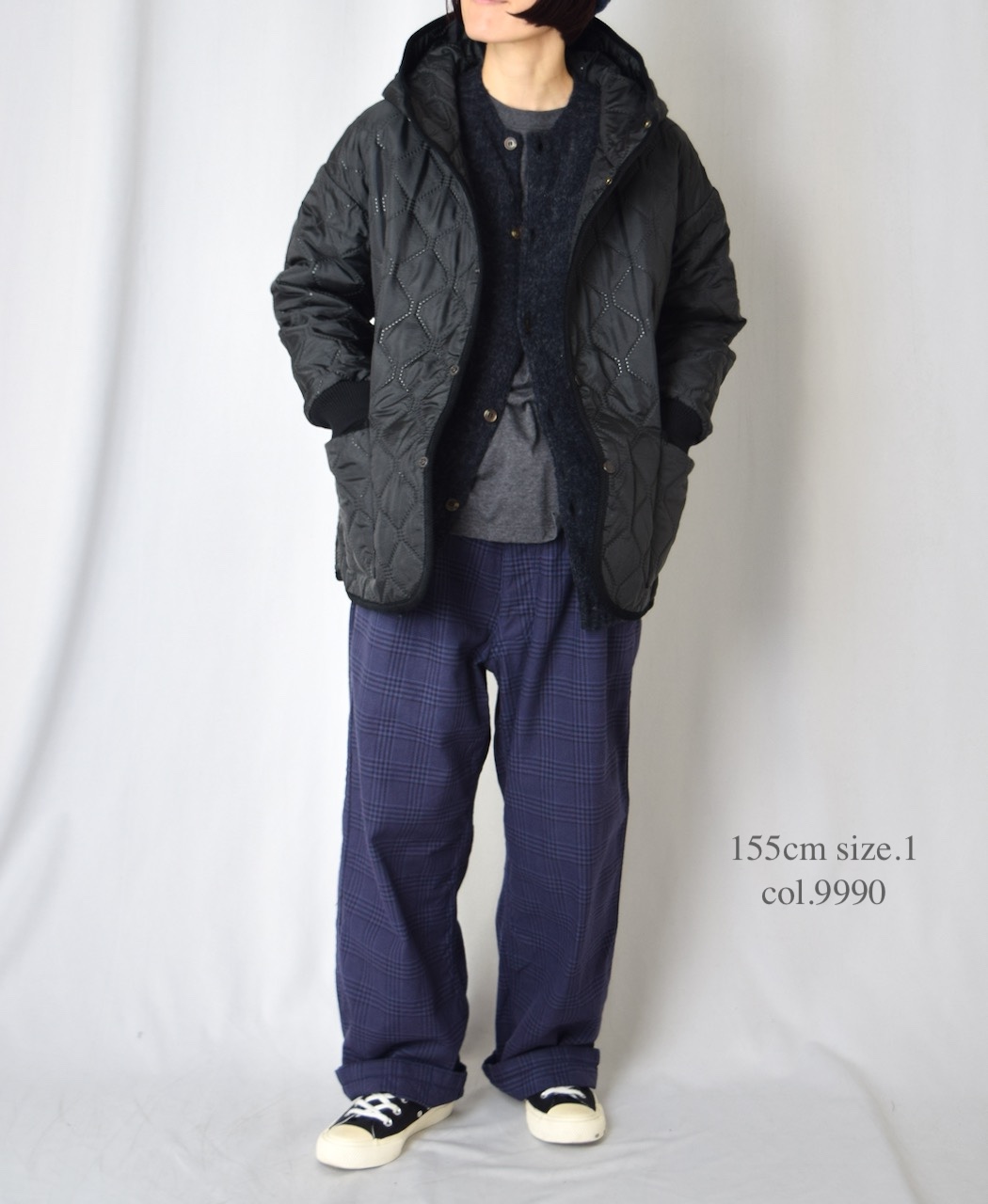 NAM2561PP(ジャケット) PLAIN POLYESTERxPLAIN POLYESTER HEAT QUILT OVERSIZED HOODED JACKET WITH RIBBED CUFF
