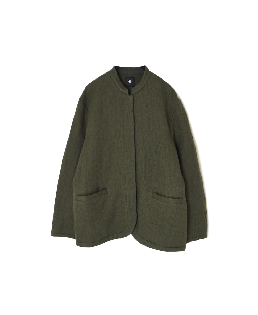 NMDS24551(ジャケット) WOOL/COTTON SMALL HERRINGBONE STAND COLLAR FLY FRONT JACKET