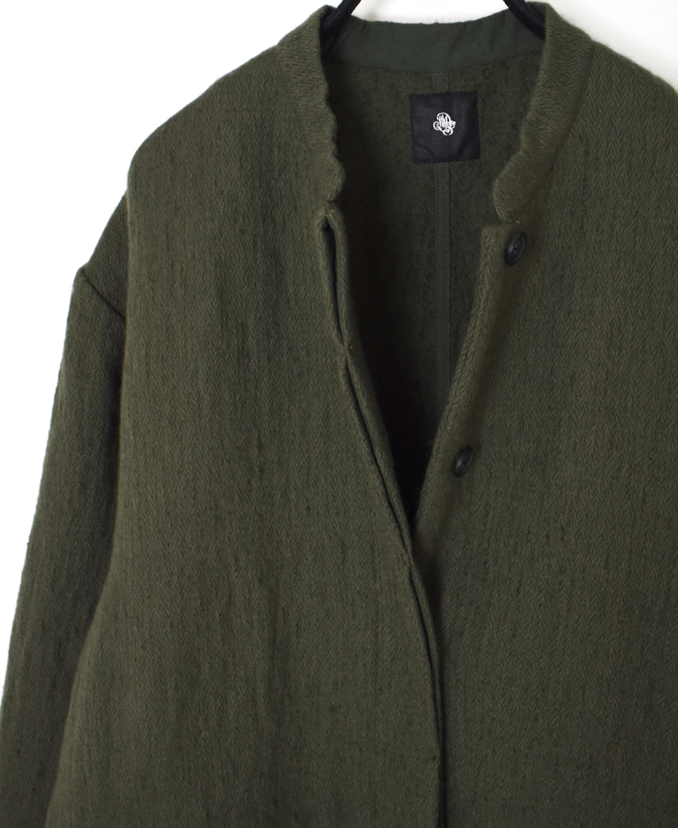 ⚫︎NMDS24552(コート) WOOL COTTON SMALL HERRINGBONE STAND COLLAR FLY FRONT COAT