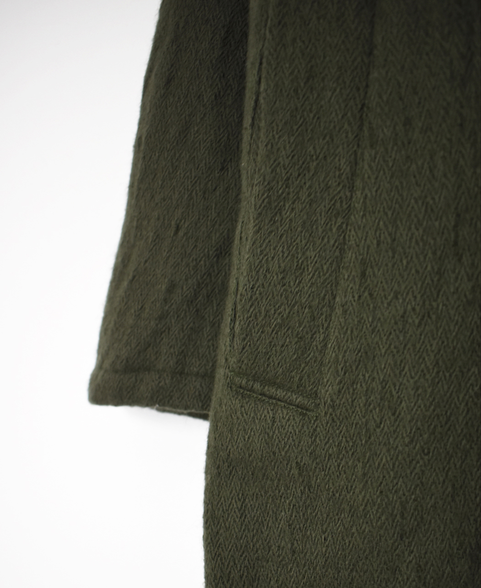 ⚫︎NMDS24552(コート) WOOL COTTON SMALL HERRINGBONE STAND COLLAR FLY FRONT COAT