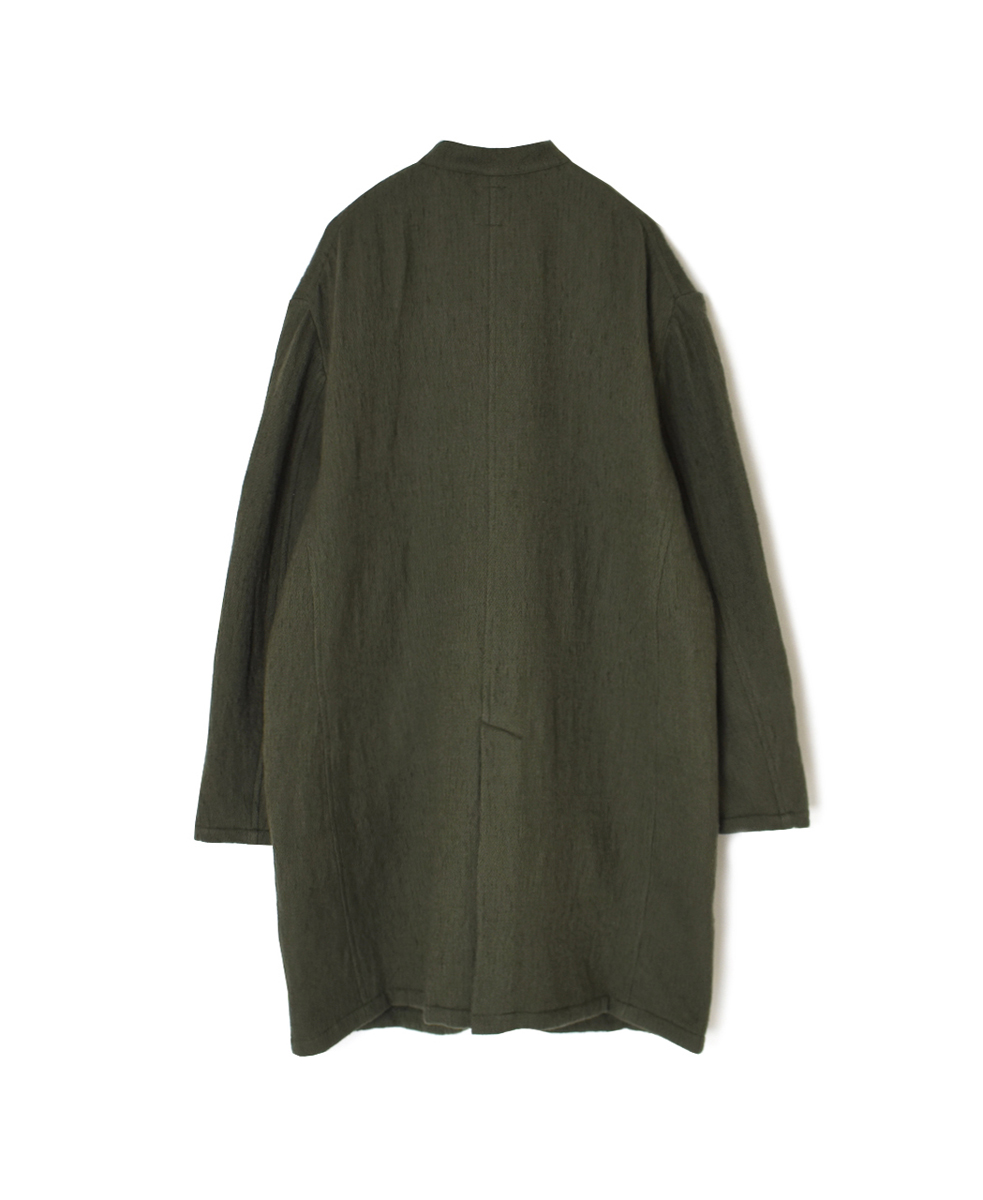 ⚫︎NMDS24552(コート) WOOL COTTON SMALL HERRINGBONE STAND COLLAR FLY FRONT COAT