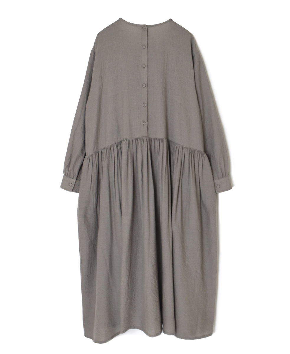 NMDS25604(ワンピース) BOILED WOOL PLAIN CREW NECK EMB DRESS