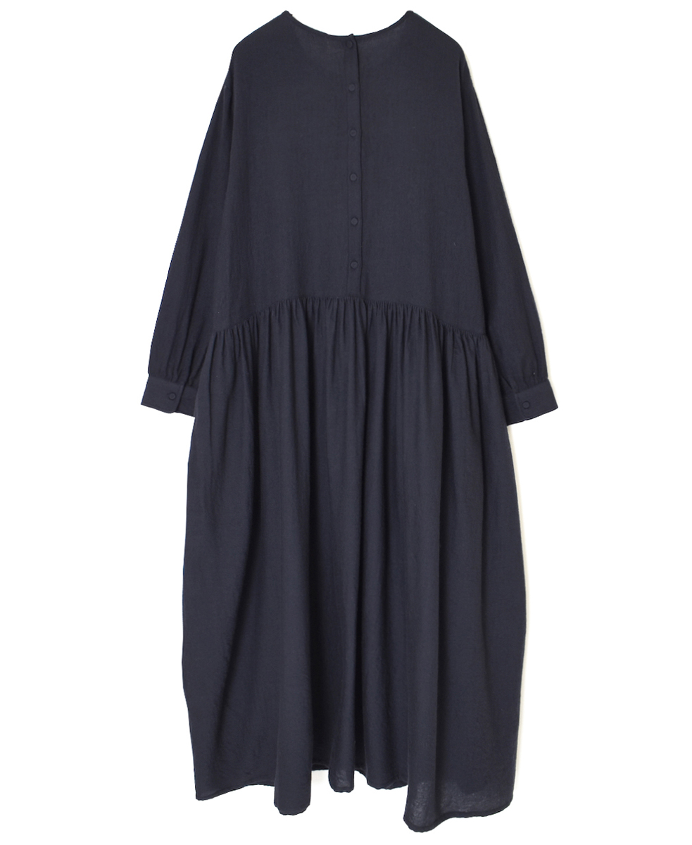 NMDS25604(ワンピース) BOILED WOOL PLAIN CREW NECK EMB DRESS