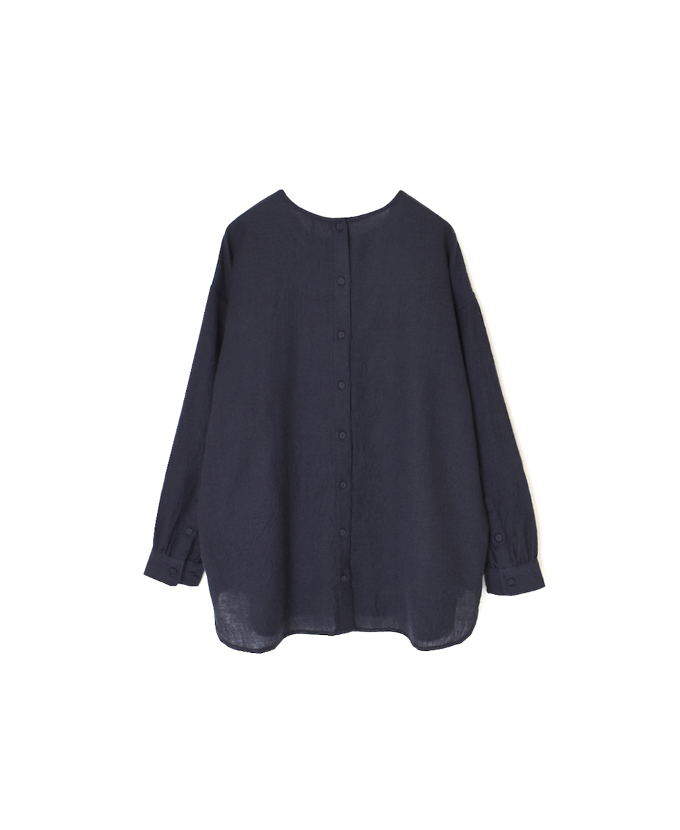 NMDS25603(シャツ) BOILED WOOL PLAIN BACK OPENING CREW-NECK EMB SHIRT