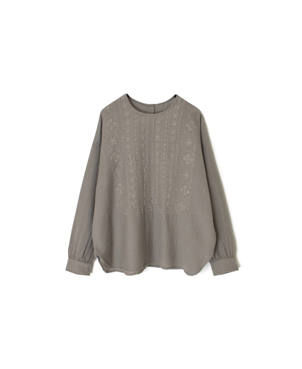 NMDS25603(シャツ) BOILED WOOL PLAIN BACK OPENING CREW-NECK EMB SHIRT