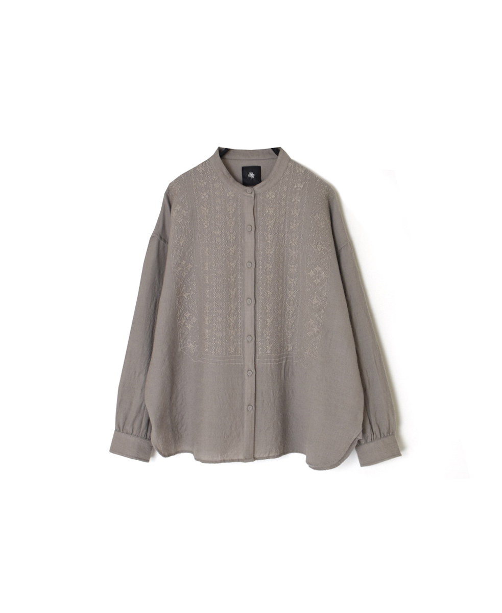 NMDS25601(シャツ) BOILED WOOL PLAIN BANDED COLLAR EMB SHIRT