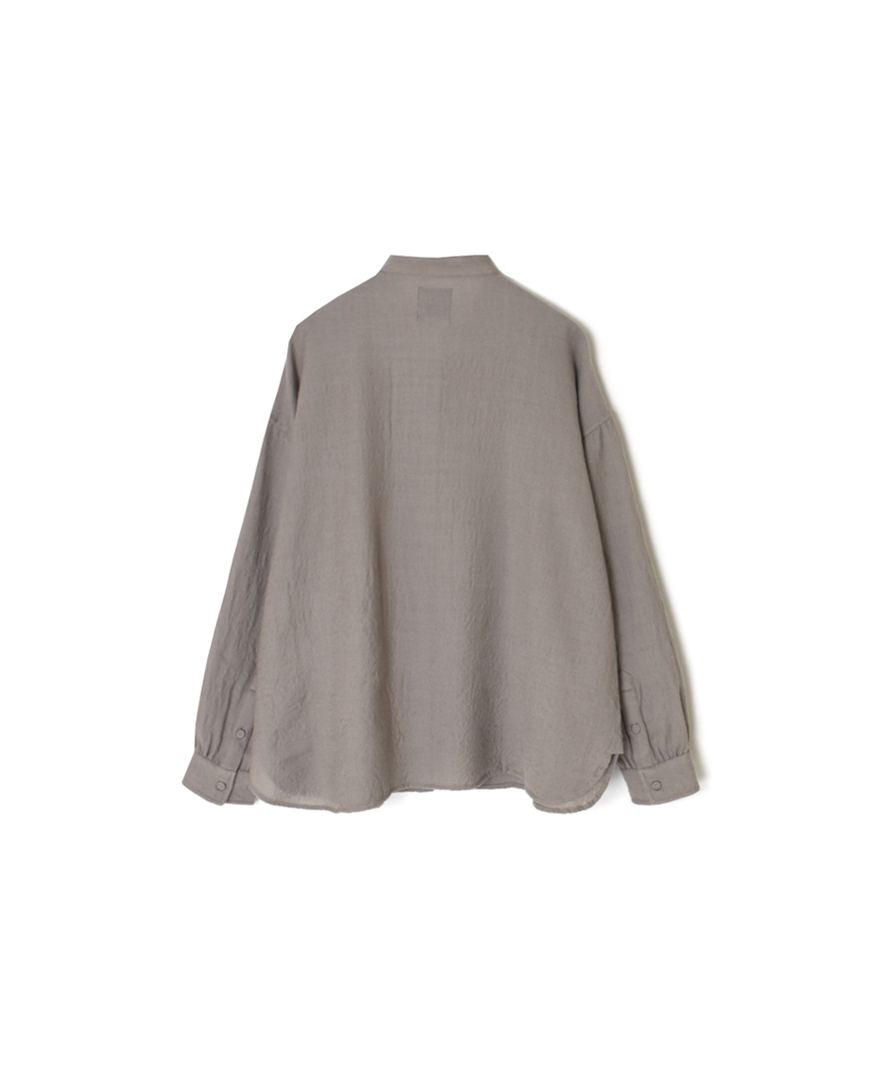 NMDS25601(シャツ) BOILED WOOL PLAIN BANDED COLLAR EMB SHIRT