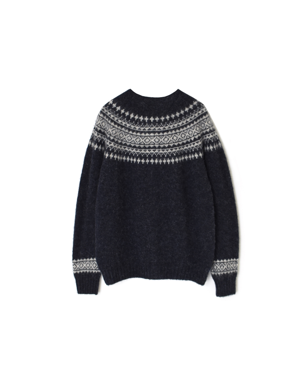 NJT1761 (ニット)  SHETLAND WOOL NORDIC HEAVY BRUSH CREW NECK CARDIGAN