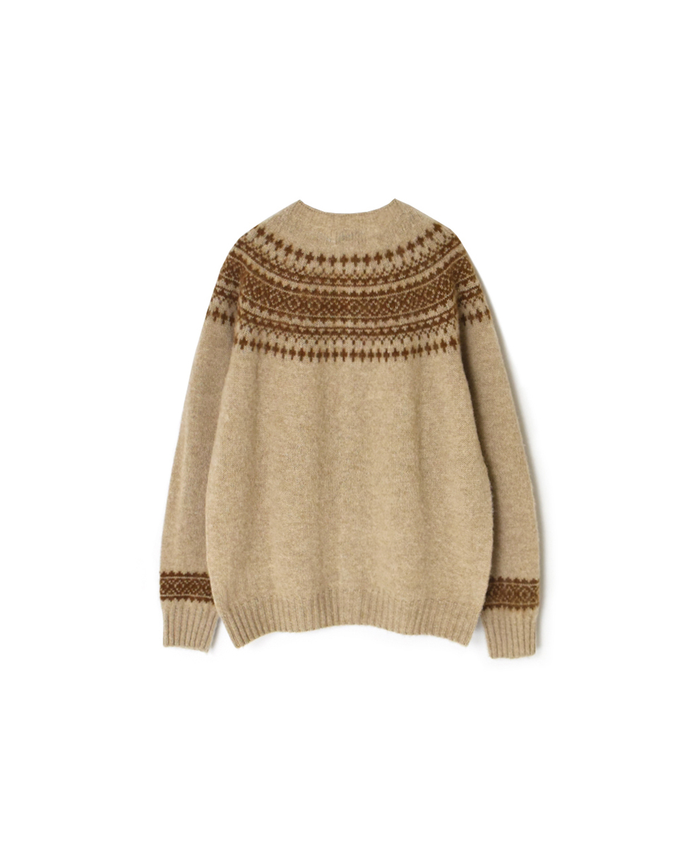 NJT1761 (ニット)  SHETLAND WOOL NORDIC HEAVY BRUSH CREW NECK CARDIGAN