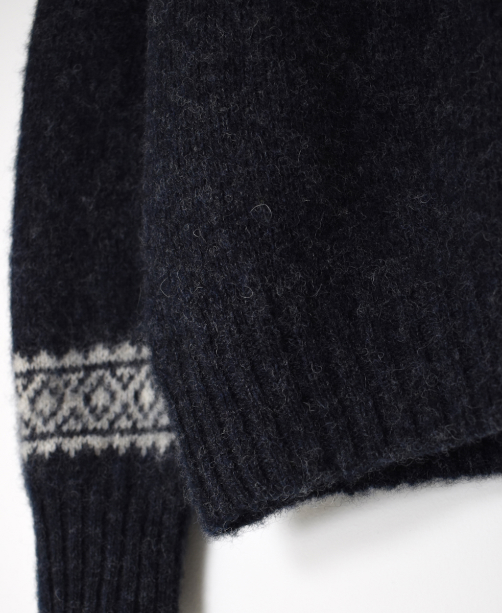 NJT1761 (ニット)  SHETLAND WOOL NORDIC HEAVY BRUSH CREW NECK CARDIGAN