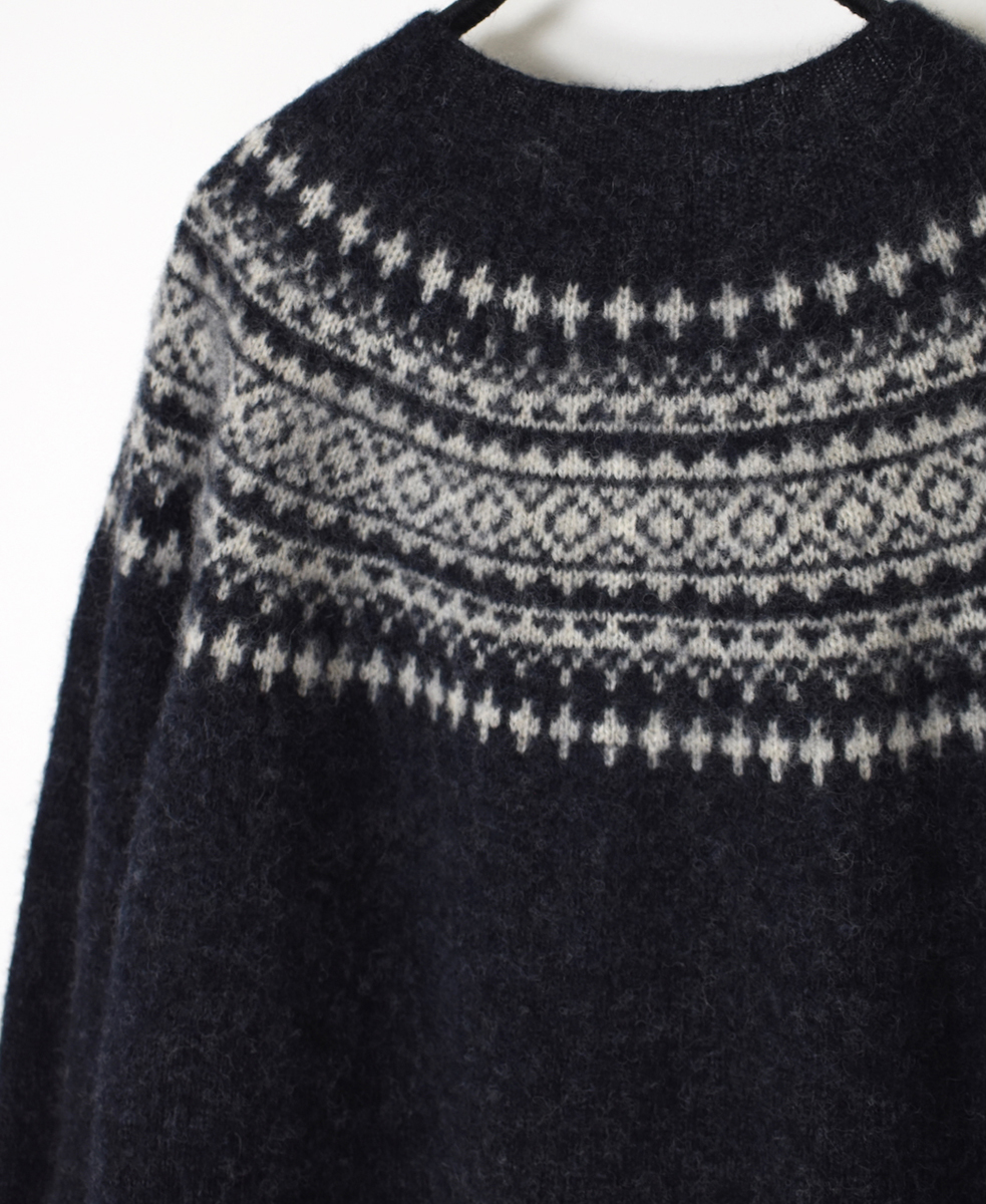NJT1761 (ニット)  SHETLAND WOOL NORDIC HEAVY BRUSH CREW NECK CARDIGAN