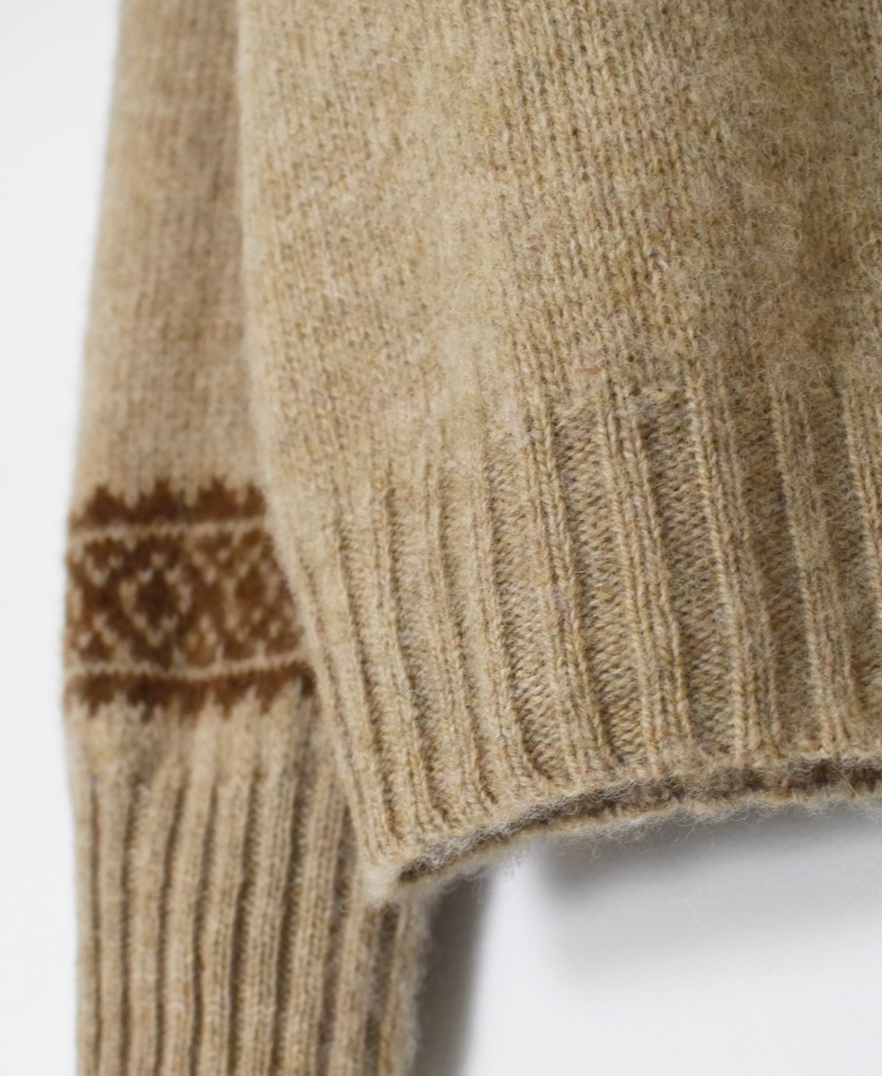 NJT1761 (ニット)  SHETLAND WOOL NORDIC HEAVY BRUSH CREW NECK CARDIGAN