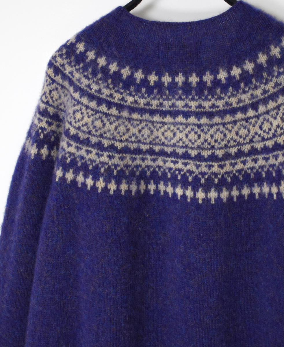 NJT1761 (ニット)  SHETLAND WOOL NORDIC HEAVY BRUSH CREW NECK CARDIGAN