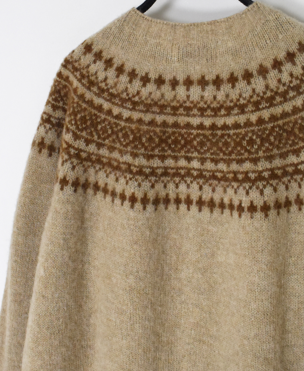 NJT1761 (ニット)  SHETLAND WOOL NORDIC HEAVY BRUSH CREW NECK CARDIGAN
