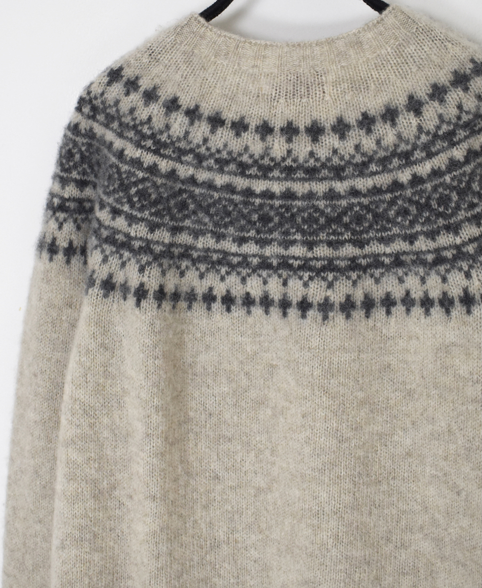 NJT1661(ニット) SHETLAND WOOL NORDIC HEAVY BRUSH CREW-NECK PULLOVER