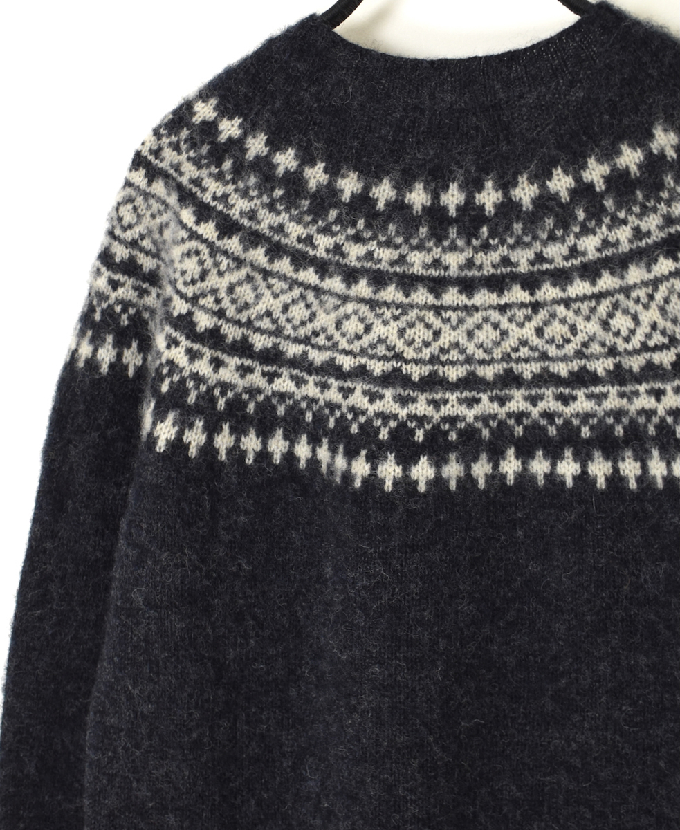 NJT1661(ニット) SHETLAND WOOL NORDIC HEAVY BRUSH CREW-NECK PULLOVER