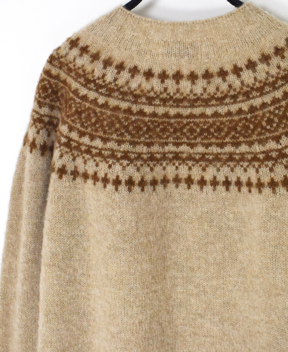 NJT1661(ニット) SHETLAND WOOL NORDIC HEAVY BRUSH CREW-NECK PULLOVER