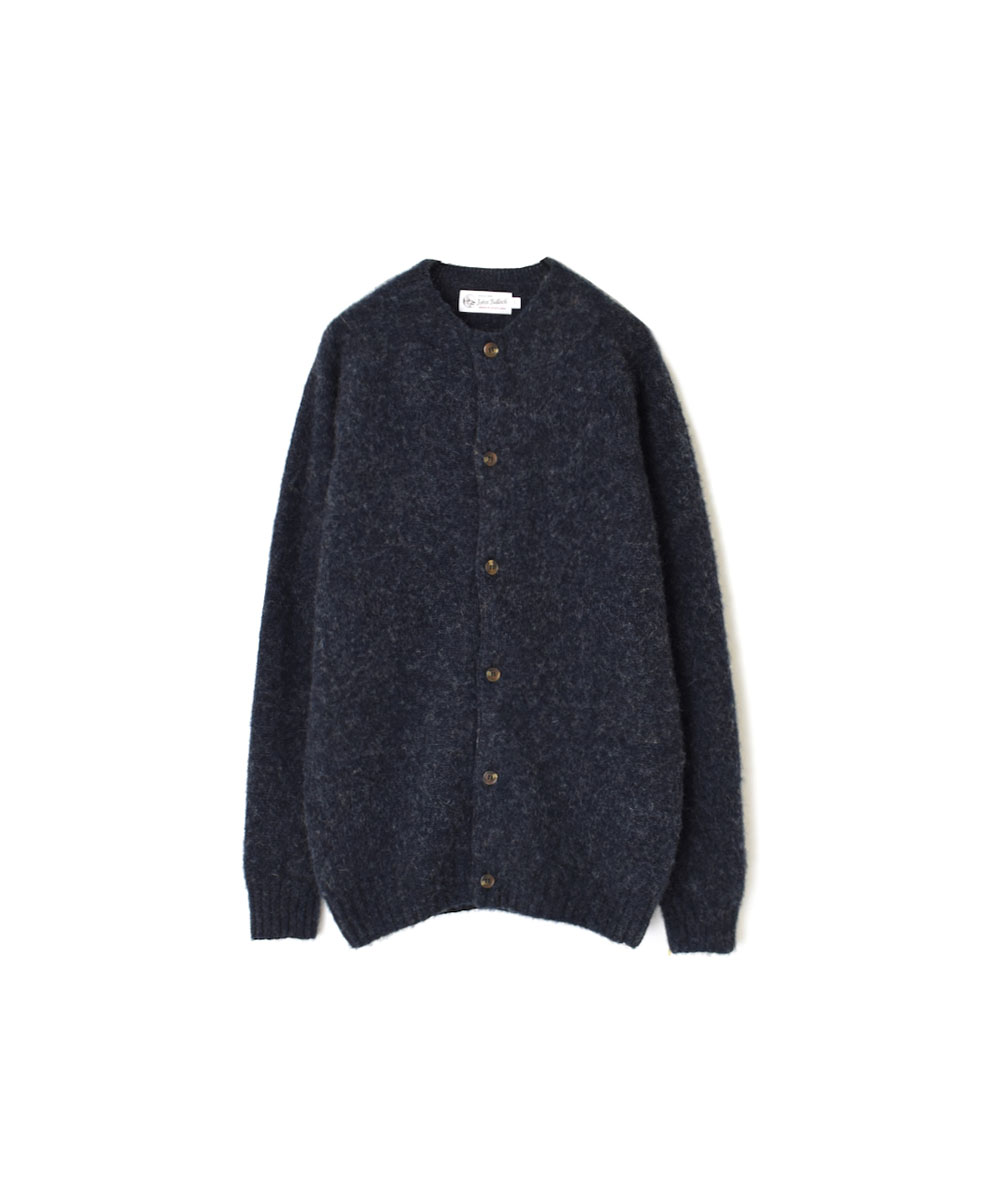 NJT2351 (ニット) SHETLAND WOOL PLAIN HEAVY BRUSH SEAM FREE CREW NECK SADDLE SHOULDER CARDIGAN