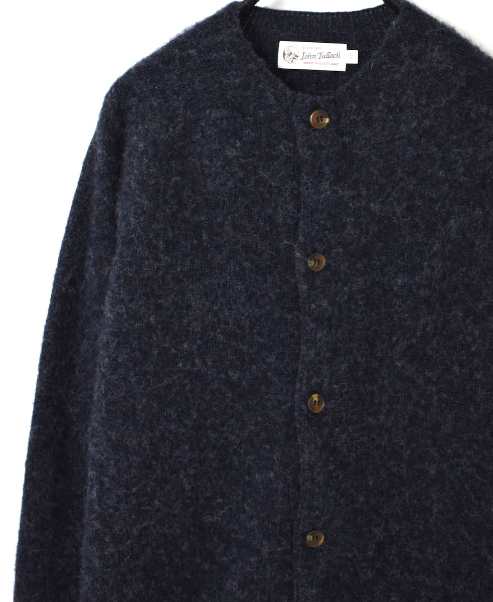 NJT2351 (ニット) SHETLAND WOOL PLAIN HEAVY BRUSH SEAM FREE CREW NECK SADDLE SHOULDER CARDIGAN