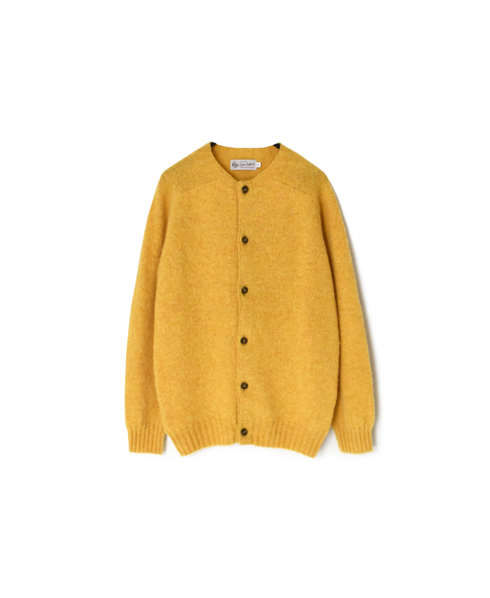 NJT2351 (ニット) SHETLAND WOOL PLAIN HEAVY BRUSH SEAM FREE CREW NECK SADDLE SHOULDER CARDIGAN