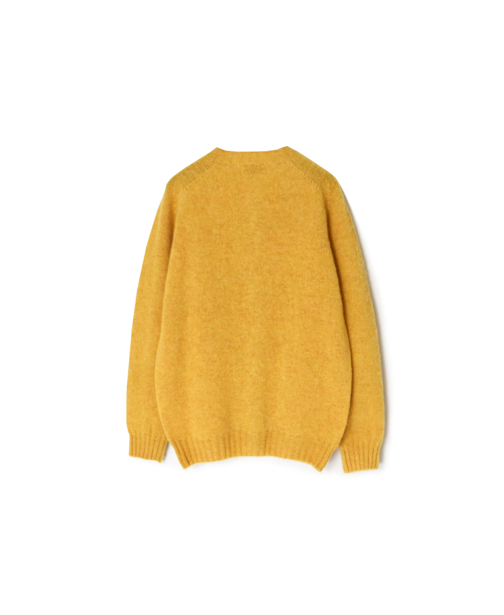NJT2351 (ニット) SHETLAND WOOL PLAIN HEAVY BRUSH SEAM FREE CREW NECK SADDLE SHOULDER CARDIGAN