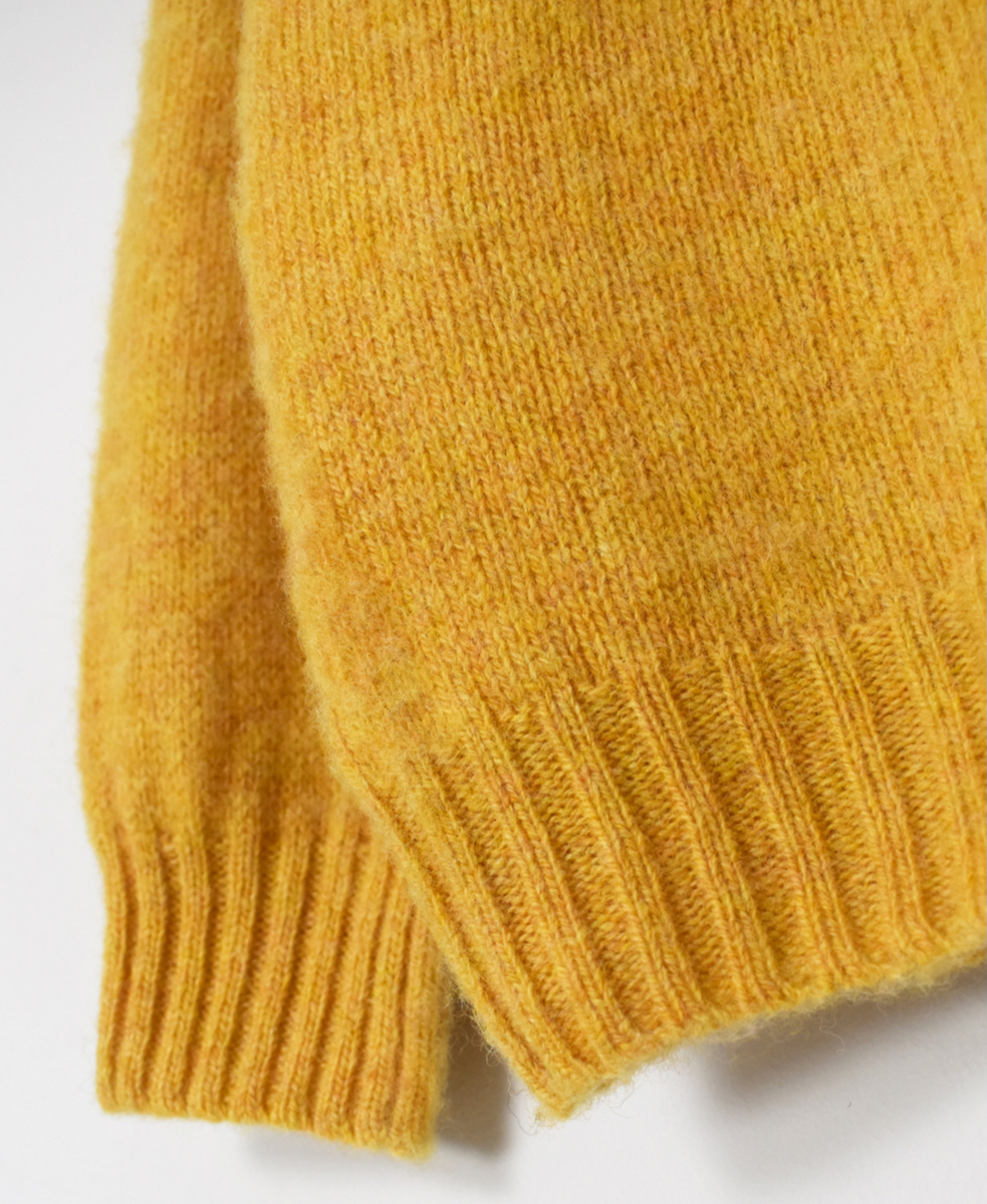 NJT2351 (ニット) SHETLAND WOOL PLAIN HEAVY BRUSH SEAM FREE CREW NECK SADDLE SHOULDER CARDIGAN