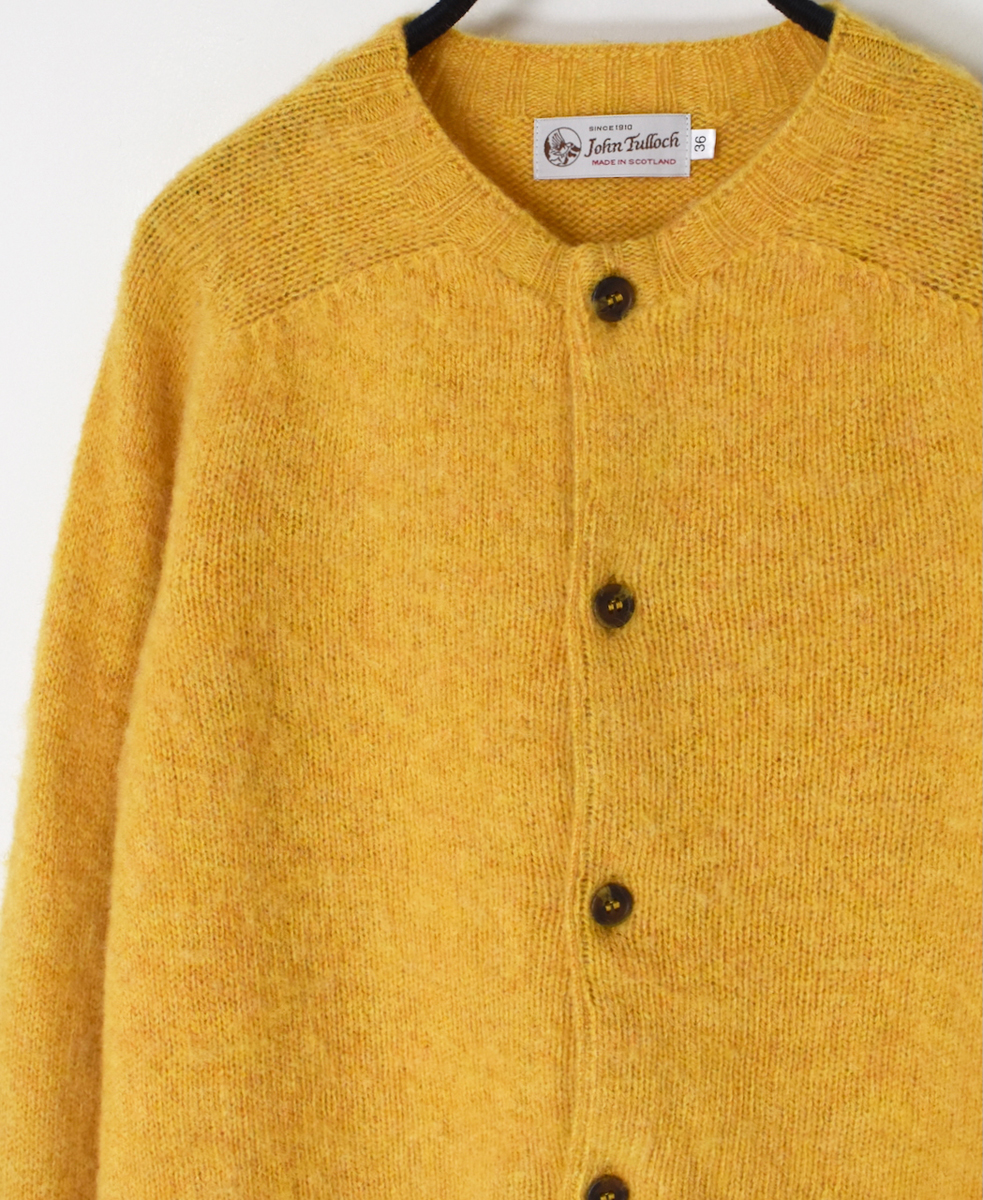 NJT2351 (ニット) SHETLAND WOOL PLAIN HEAVY BRUSH SEAM FREE CREW NECK SADDLE SHOULDER CARDIGAN