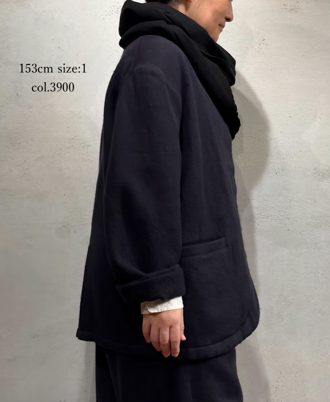 NMDS24551(ジャケット) WOOL COTTON SMALL HERRINGBONE STAND COLLAR FLY FRONT JACKET