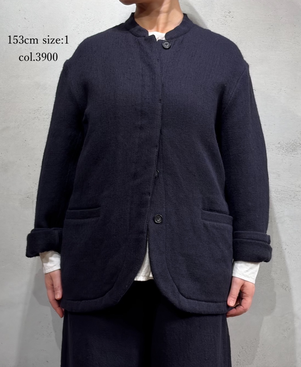 NMDS24551(ジャケット) WOOL COTTON SMALL HERRINGBONE STAND COLLAR FLY FRONT JACKET