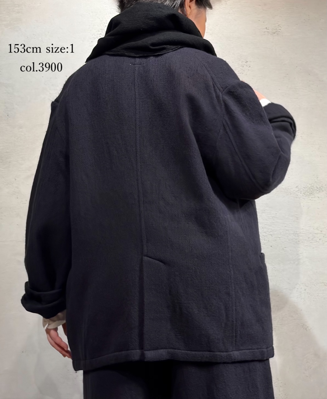 NMDS24551(ジャケット) WOOL COTTON SMALL HERRINGBONE STAND COLLAR FLY FRONT JACKET