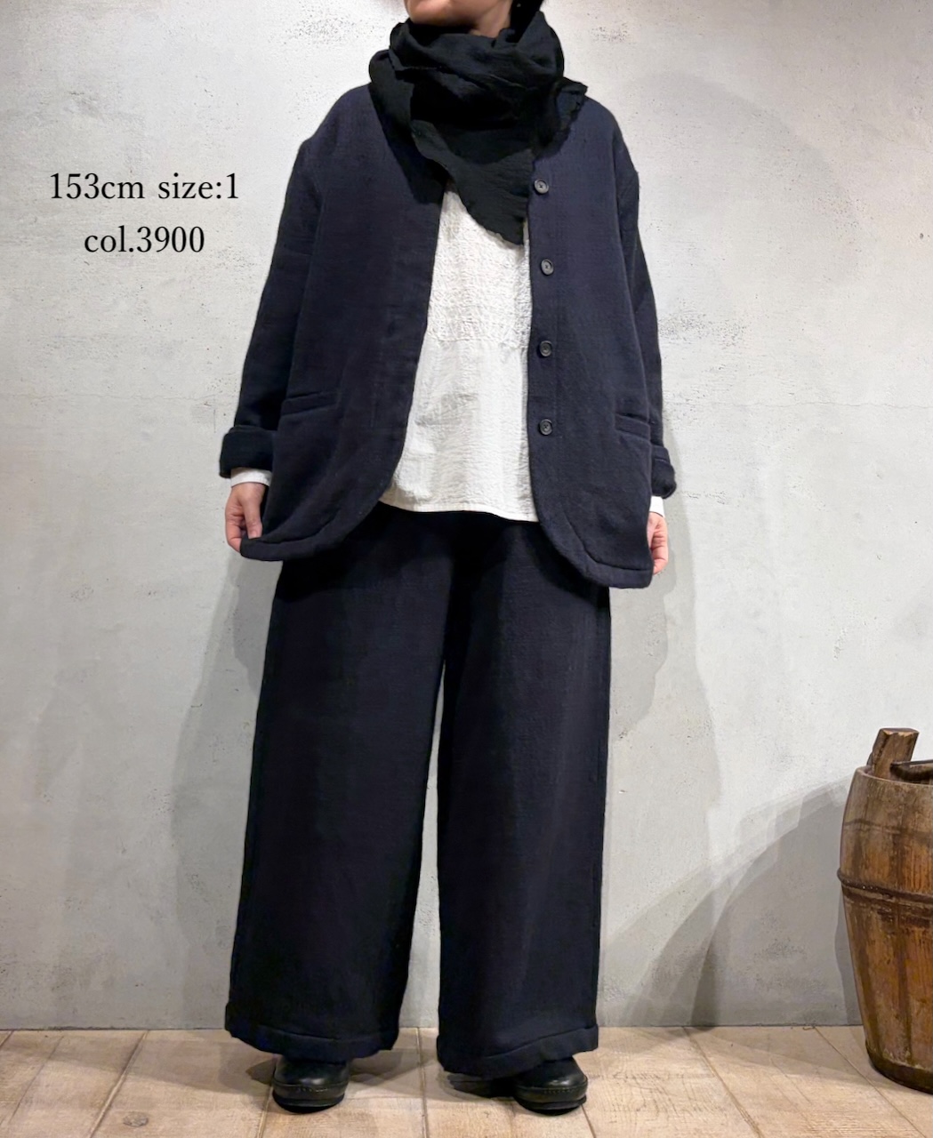 NMDS24551(ジャケット) WOOL COTTON SMALL HERRINGBONE STAND COLLAR FLY FRONT JACKET