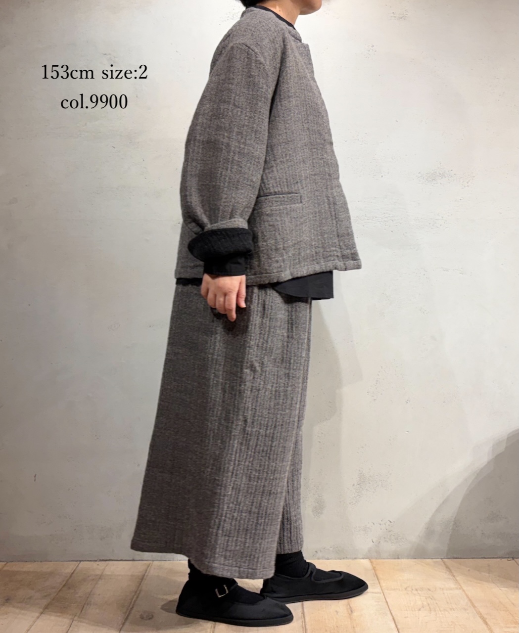 NMDS25611(ジャケット) WOOL COTTON HERRINGBONE STAND COLLAR FLY FRONT JACKET