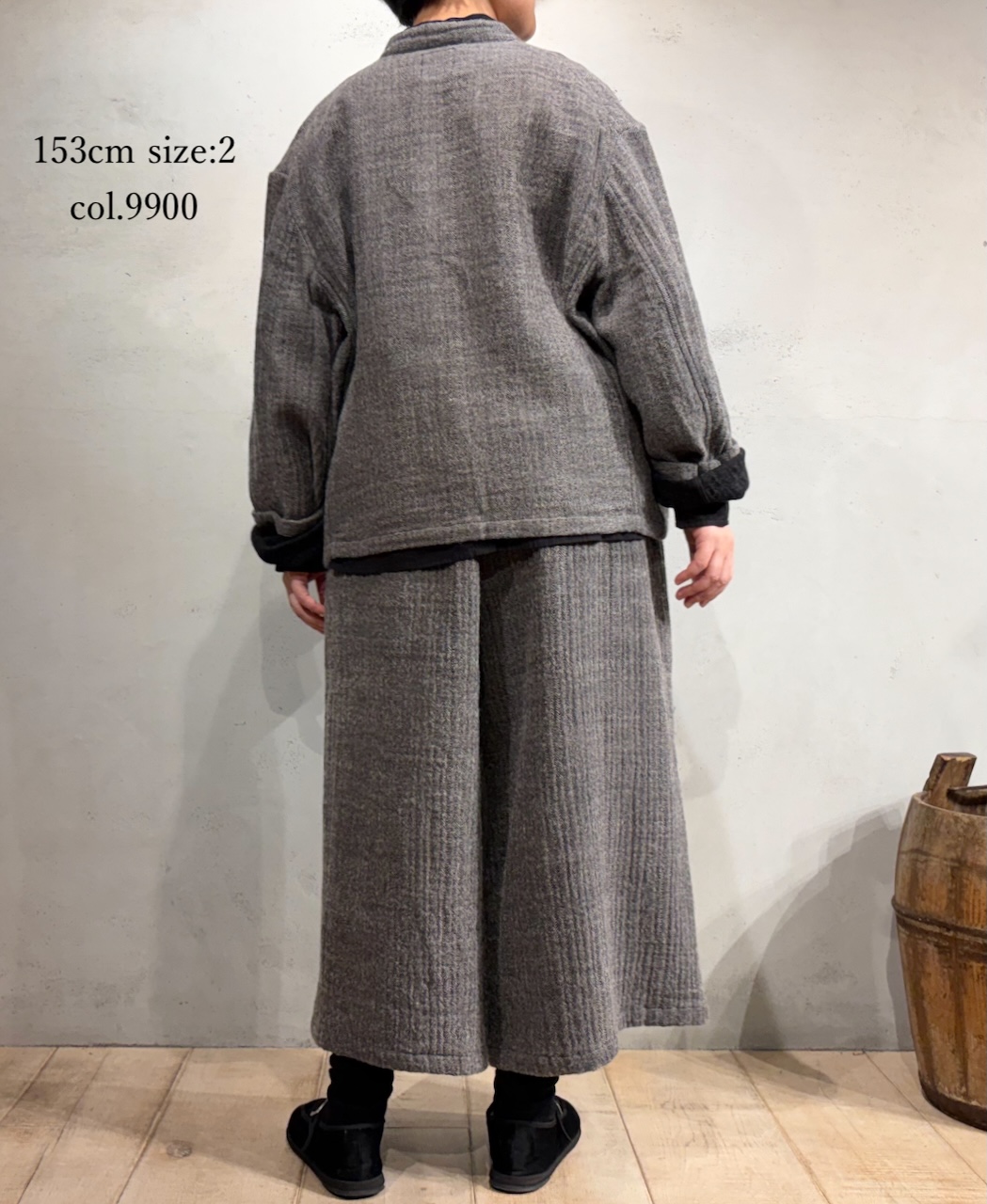 NMDS25611(ジャケット) WOOL COTTON HERRINGBONE STAND COLLAR FLY FRONT JACKET