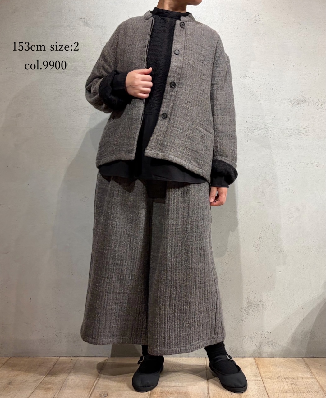 NMDS25611(ジャケット) WOOL COTTON HERRINGBONE STAND COLLAR FLY FRONT JACKET